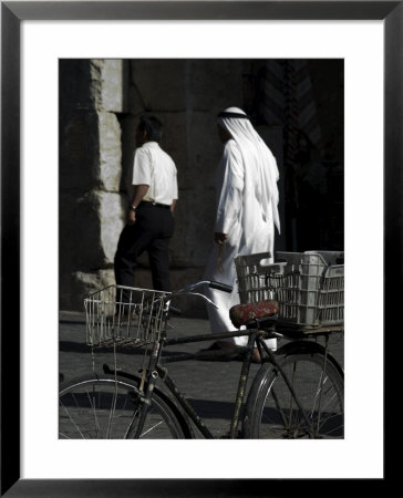 Bicycle And Arab Man, Damascus, Syria, Middle East by Christian Kober Pricing Limited Edition Print image
