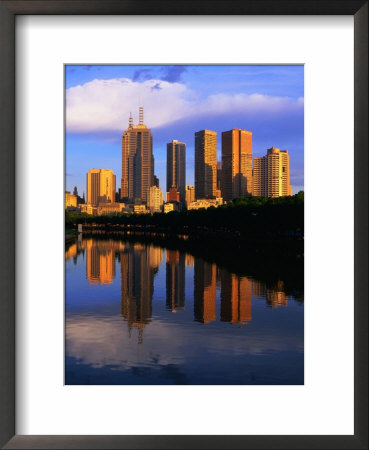 City Skyline Reflected In Yarra River, Seen From Swan Street Bridge, Richmond, Melbourne, Australia by Paul Sinclair Pricing Limited Edition Print image