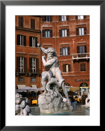 Sculpture Of The Sea God Spearing An Octopus At The Centre Of The Fountain Of Neptune, Rome, Italy by Jonathan Smith Pricing Limited Edition Print image