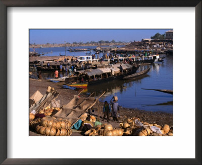 Fully Laden Pinasses Docked At The Jetty With More Cargo On The Shores Of The Niger River, Mali by Patrick Syder Pricing Limited Edition Print image