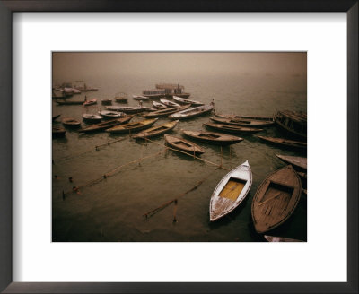 Rowing Boats On Ganges River During Sandstorm, Varanasi, Uttar Pradesh, India by Richard I'anson Pricing Limited Edition Print image