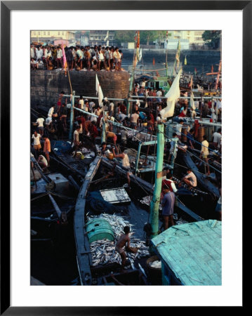 Boats And People In Sassoon Dock, Mumbai, Maharashtra, India by Tony Wheeler Pricing Limited Edition Print image