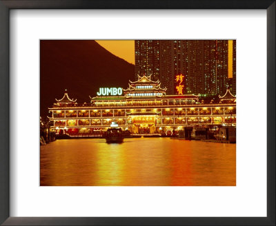 Jumbo Floating Restaurant Illuminated At Night, Aberdeen Harbour, Hong Kong, China by Fraser Hall Pricing Limited Edition Print image