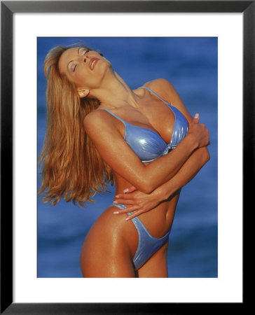 Woman In Bikini Posing On Beach by Bill Keefrey Pricing Limited Edition Print image
