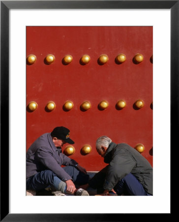 Men Playing Checkers At Tiantan Park, Beijing, China by Glenn Beanland Pricing Limited Edition Print image
