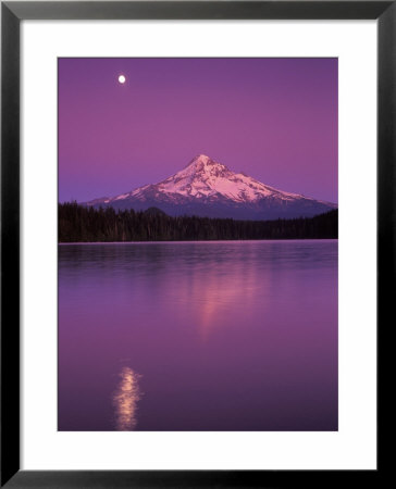 Mt Hood In Moonlight, Lost Lake, Oregon Cascades, Usa by Janis Miglavs Pricing Limited Edition Print image