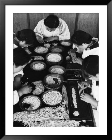 Sorters And Stringers Working Together To Produce Strands Of Pearls At Mikimoto Factory by Alfred Eisenstaedt Pricing Limited Edition Print image