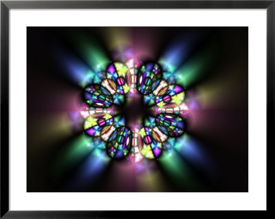Stained Glass Style Pattern On Dark Background by Albert Klein Pricing Limited Edition Print image