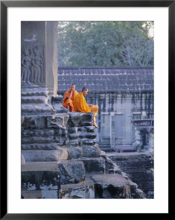 Buddhist Monks At The Temple Complex Of Angkor Wat, Angkor, Siem Reap, Cambodia, Indochina, Asia by Bruno Morandi Pricing Limited Edition Print image
