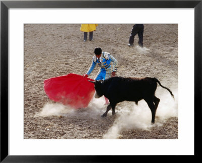 Young Bullfighter Performing In Bullring During Festival Of The Holy Cross, Yanque, Arequipa, Peru by Jeffrey Becom Pricing Limited Edition Print image