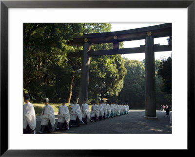 Torii Gate, Procession Of Temple Priests, Meiji Jingu Shrine, Tokyo, Japan by Christian Kober Pricing Limited Edition Print image