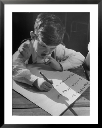 Three Year Old Child Writing About What He Likes To Do by Nina Leen Pricing Limited Edition Print image