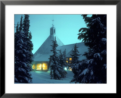 Timberline Lodge At Night In The Snow, Oregon Cascades, Usa by Janis Miglavs Pricing Limited Edition Print image