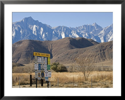 Lone Pine Sign And Mount Whitney From Highway 395 In Lone Pine, California by Rich Reid Pricing Limited Edition Print image