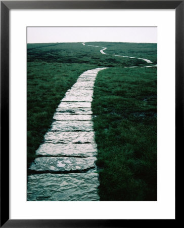 Path Of Slate Over Featherbed Moss, Part Of Pennine Way Walking Trail, Derbyshire, England by Tony Wheeler Pricing Limited Edition Print image