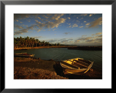 Boat On Shore In Morning Light, Vaipae, Aitutaki by Walter Bibikow Pricing Limited Edition Print image