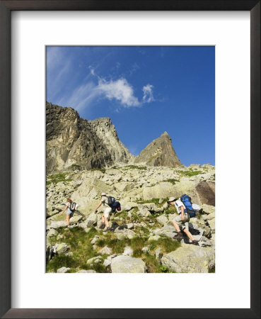 Hikers On Trail, High Tatras Mountains (Vyoske Tatry), Tatra National Park, Slovakia by Christian Kober Pricing Limited Edition Print image