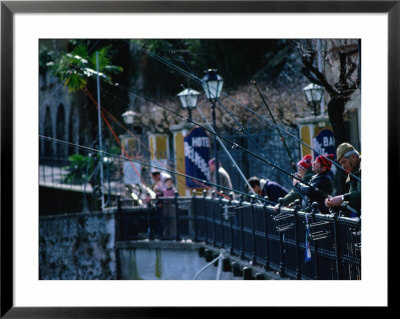 Fishermen On Bridge Over Lake Como Como, Lombardy, Italy by John Hay Pricing Limited Edition Print image