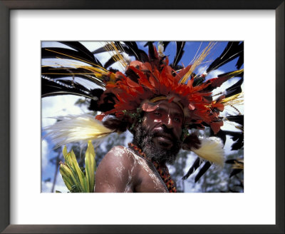 Warrior At Sing Sing Festival, Feathers From A Bird Of Paradise, Papua New Guinea, Oceania by Keren Su Pricing Limited Edition Print image