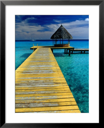 Pontoon And Hut Over The Lagoon, Rangiroa, Taumotus, The, French Polynesia by Jean-Bernard Carillet Pricing Limited Edition Print image