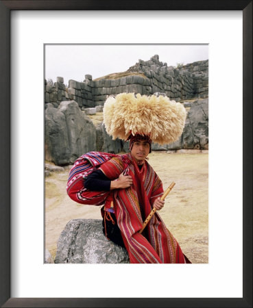 Portrait Of A Young Peruvian Man In Traditional Dress, Cuzco, Peru by Gavin Hellier Pricing Limited Edition Print image