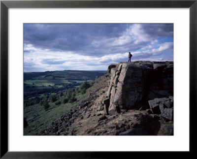 Walker On High Rocks, Froggatt Edge, Derbyshire, England, United Kingdom by David Hunter Pricing Limited Edition Print image