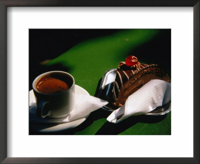 Coffee And Chocolate Cake At Cafe In National Gardens, Athens, Greece by Anders Blomqvist Pricing Limited Edition Print image
