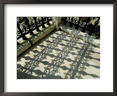 Close View Of The Shadow Cast By The Ornate Detail Of An Iron Fence, Venice, Italy by Todd Gipstein Pricing Limited Edition Print image