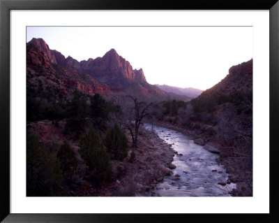 After Sunset The Light Glows Almost Purple Lighting Up The Cliffs, Zion National Park, Utah by Taylor S. Kennedy Pricing Limited Edition Print image