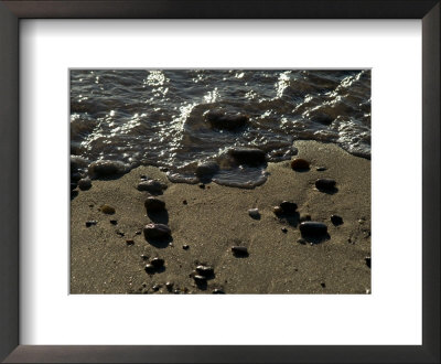 Close View Of Surf Rolling Over Rocks On A Sandy Beach, Block Island, Rhode Island by Todd Gipstein Pricing Limited Edition Print image