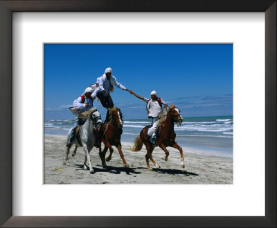 Horse Riding Acrobatics At Traditional Berber Wedding, Djerba Island, Medenine, Tunisia by Ariadne Van Zandbergen Pricing Limited Edition Print image