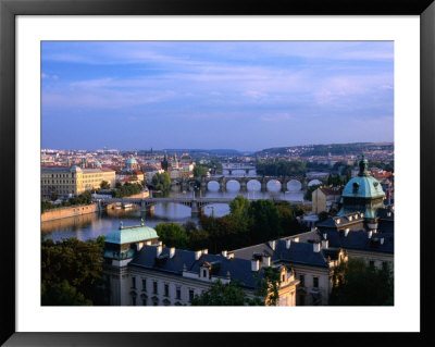 Vltava River And Prague's Bridges Seen From Havansky Pavilion, Prague, Czech Republic by Jonathan Smith Pricing Limited Edition Print image