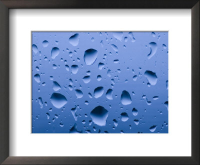 Close View Of Droplets Of Water On Blue Glass, Groton, Connecticut by Todd Gipstein Pricing Limited Edition Print image
