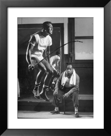Sugar Ray Robinson Skipping To Music As A Routine In His Training Camp by Ralph Morse Pricing Limited Edition Print image