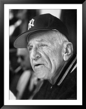 New York Yankee Player Casey Stengel Watching His Players During A 1958 World Series Game by Francis Miller Pricing Limited Edition Print image