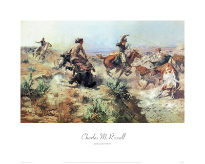 Jerked Down by Charles Marion Russell Pricing Limited Edition Print image