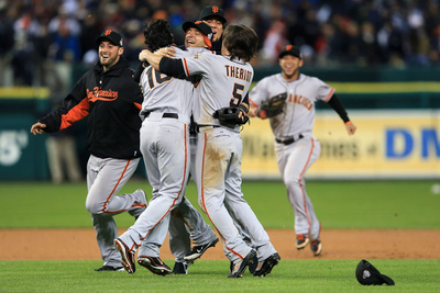 Detroit, Mi - Oct 28: Detroit Tigers V Sf Giants - Angel Pagan, Marco Scutaro And Ryan Theriot by Doug Pensinger Pricing Limited Edition Print image