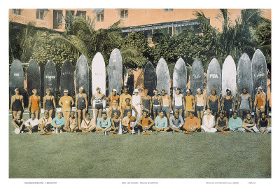 Duke Kahanamoku And Surfing Friends C.1930 by Deanna Benatovich Pricing Limited Edition Print image