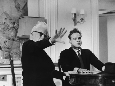 Actor Charlie Chaplin Directing Actor Marlon Brando In A Countess From Hong Kong by Alfred Eisenstaedt Pricing Limited Edition Print image
