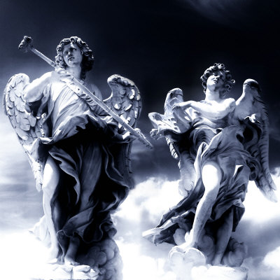 Angel Statues In The Clouds by Images Monsoon Pricing Limited Edition Print image