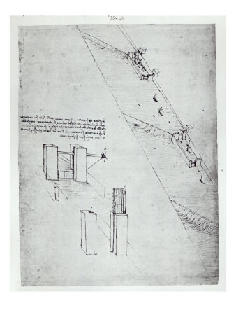 A Design For A Canalisation Scheme, From The Codex Atlanticus, 1478-1519 by Leonardo Da Vinci Pricing Limited Edition Print image