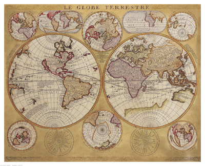Antique Map, Globe Terrestre, C.1690 by Vincenzo Coronelli Pricing Limited Edition Print image
