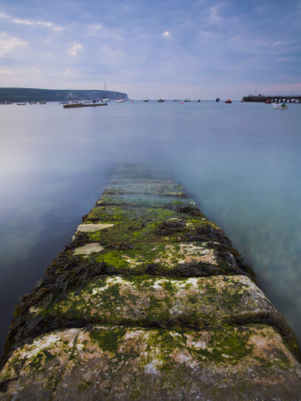 Stone Jetty In Swanage Harbour, Swanage, Dorset, England, United Kingdom, Europe by Adam Burton Pricing Limited Edition Print image
