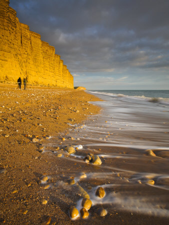 Golden Sandstone Cliffs At West Bay On The Jurassic Coast, Dorset, England, Uk by Adam Burton Pricing Limited Edition Print image