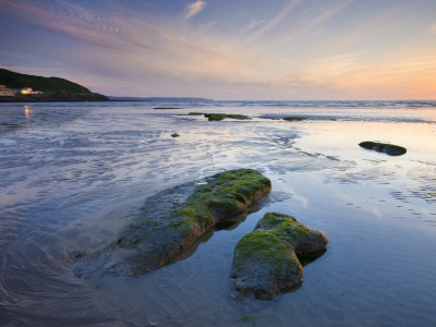 Sunset On The Beach At Westward Ho!, Devon, England, United Kingdom, Europe by Adam Burton Pricing Limited Edition Print image