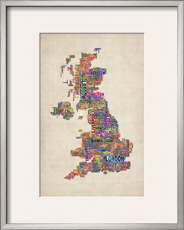 Great Britain Uk City Text Map by Michael Tompsett Pricing Limited Edition Print image