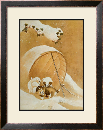 Puppies In The Snow by Katsushika Hokusai Pricing Limited Edition Print image