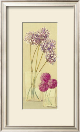 Purple And Pink Flowers In Vase by David Col Pricing Limited Edition Print image