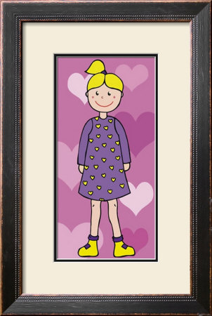 Girl With Yellow Hearts On Purple Dress by Clara Almeida Pricing Limited Edition Print image