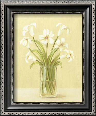 White Flowers In Square Vase by Cuca Garcia Pricing Limited Edition Print image